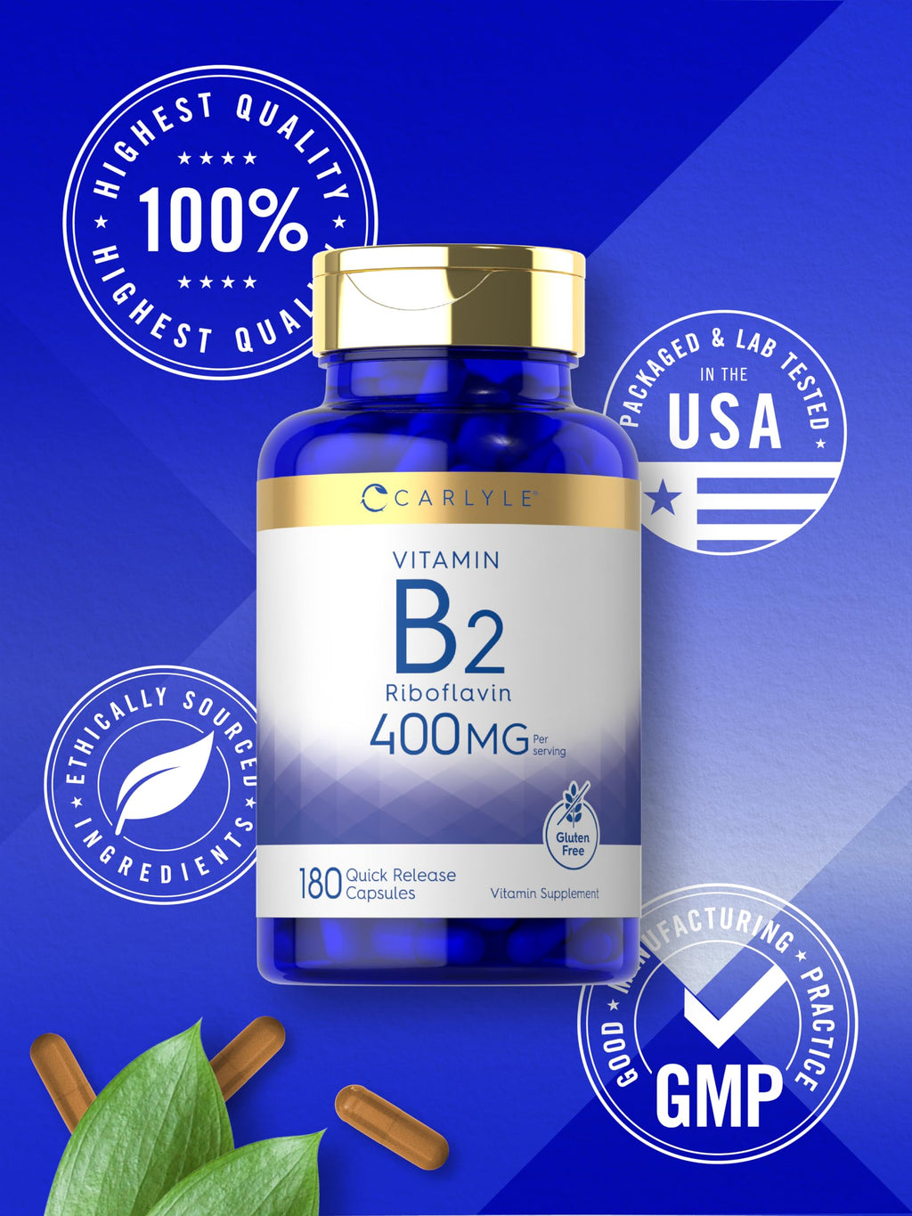 Carlyle riboflavin 400 mg vegetarian capsules dietary supplement details