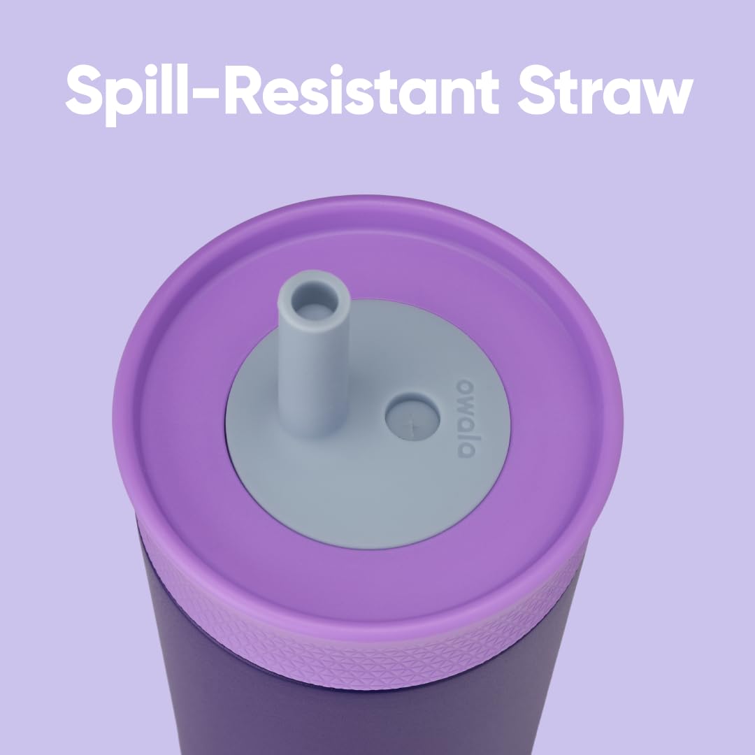 Owala 12 fluid ounce kids tumbler spill resistant straw detail