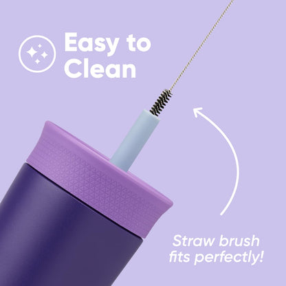 Owala kids water bottle lid and straw assembly view