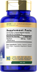Carlyle Riboflavin 200mg dietary supplement ingredient list label