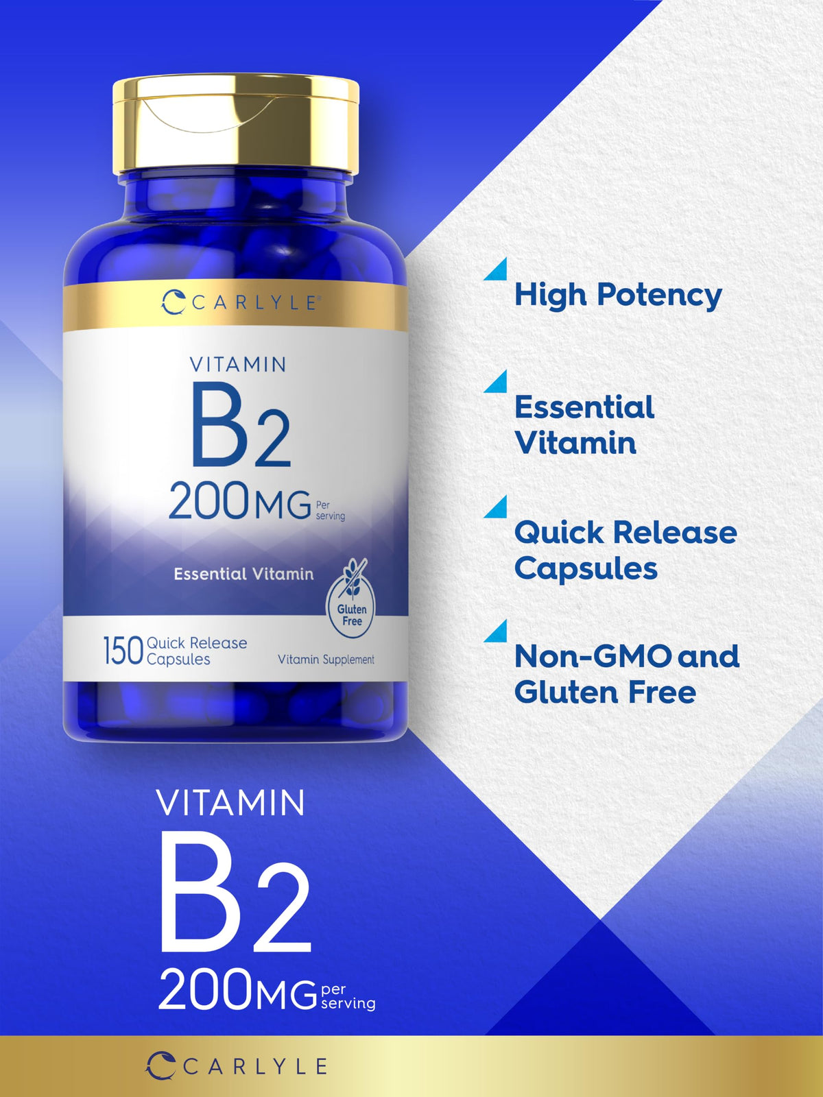 Non GMO gluten free Vitamin B2 supplement facts
