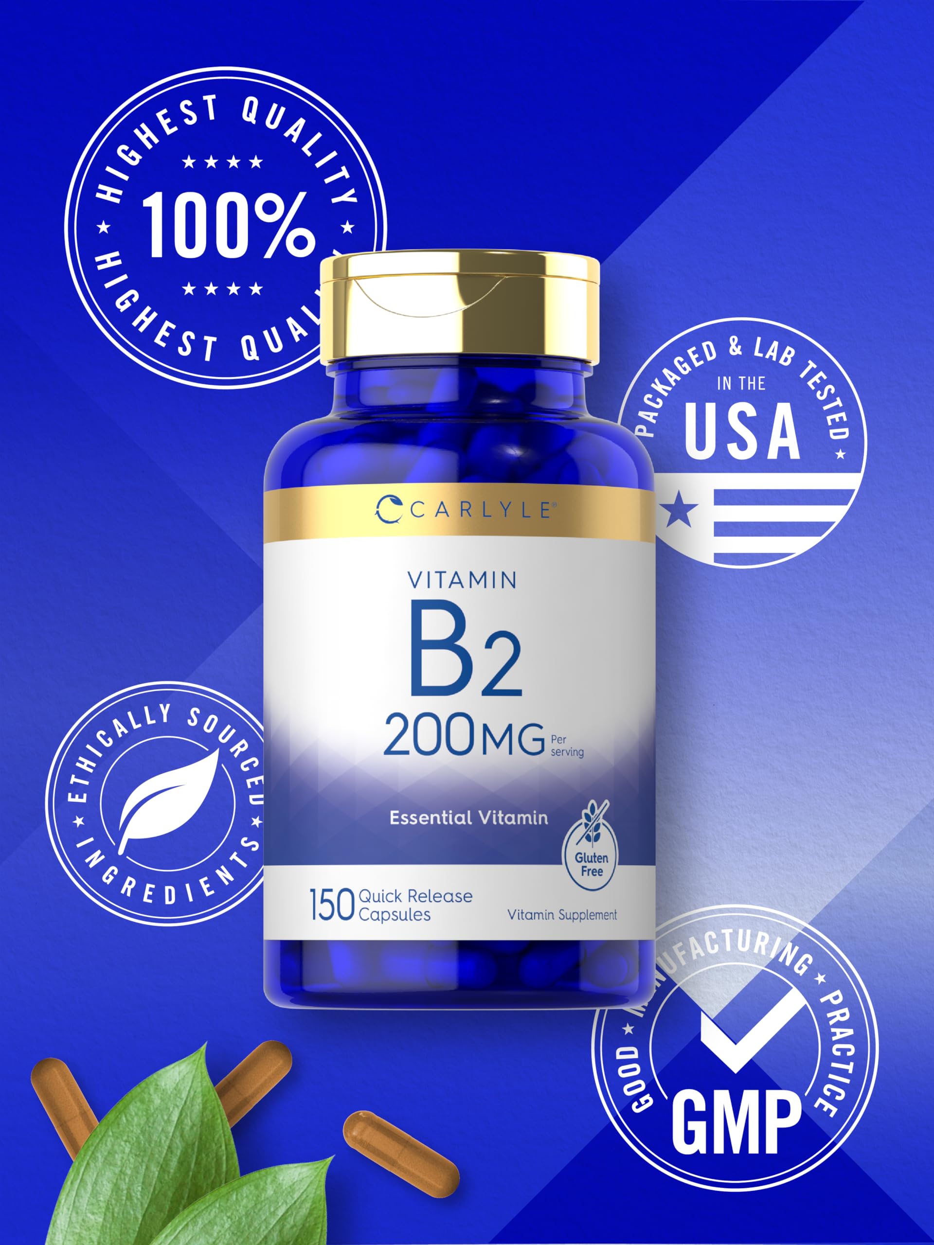 USA imported Carlyle Riboflavin 150 count bottle packaging