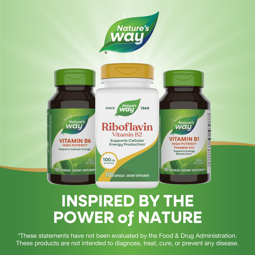High potency Vitamin B2 100 mg bottle showing dosage instructions