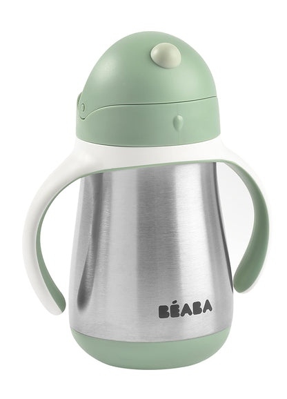 Premium 316 stainless steel baby thermos bottle disassembled showing all washable parts.