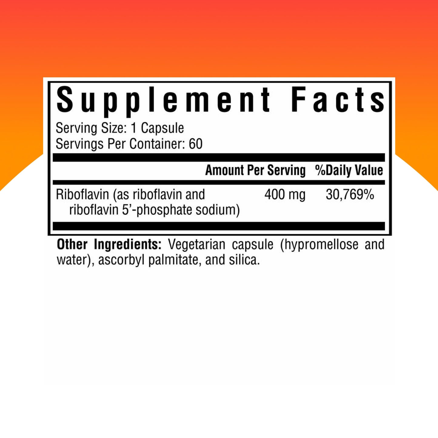 Seeking Health Riboflavin 60 capsules supplement facts showing active riboflavin-5-phosphate ingredients