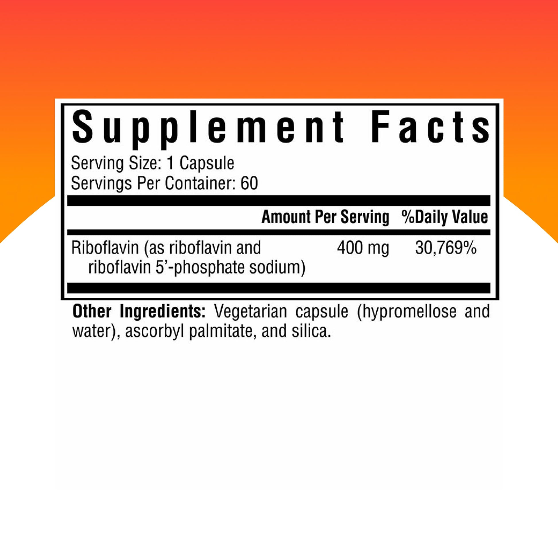 Seeking Health Riboflavin 60 capsules supplement facts showing active riboflavin-5-phosphate ingredients