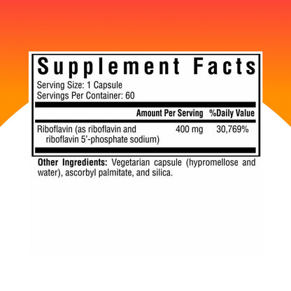 Seeking Health Riboflavin 60 capsules supplement facts showing active riboflavin-5-phosphate ingredients