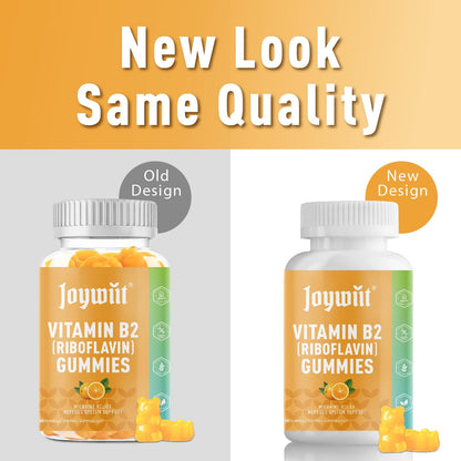 Joywiit chewable orange flavored riboflavin supplement bottle side view showing nutrition facts