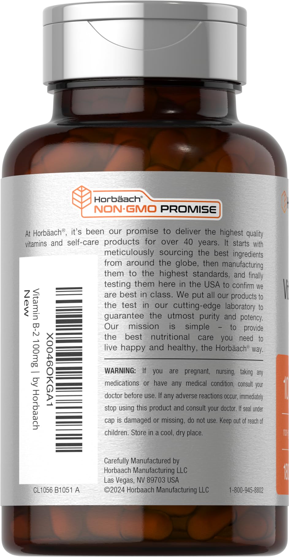 Horbäach Vitamin B2 dietary supplement capsules pack for metabolism
