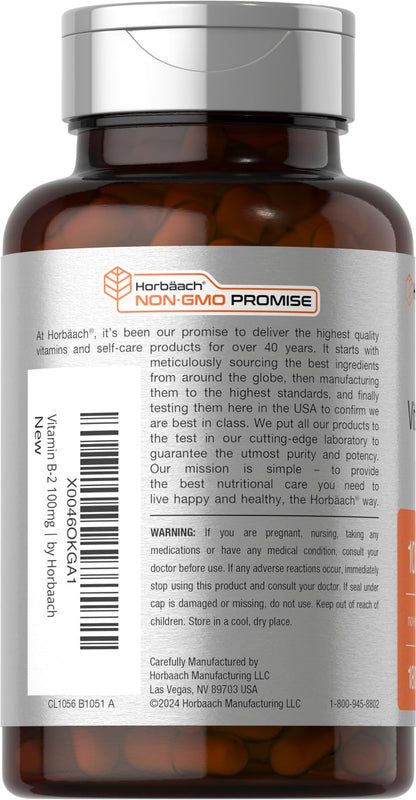 Horbäach Vitamin B2 dietary supplement capsules pack for metabolism