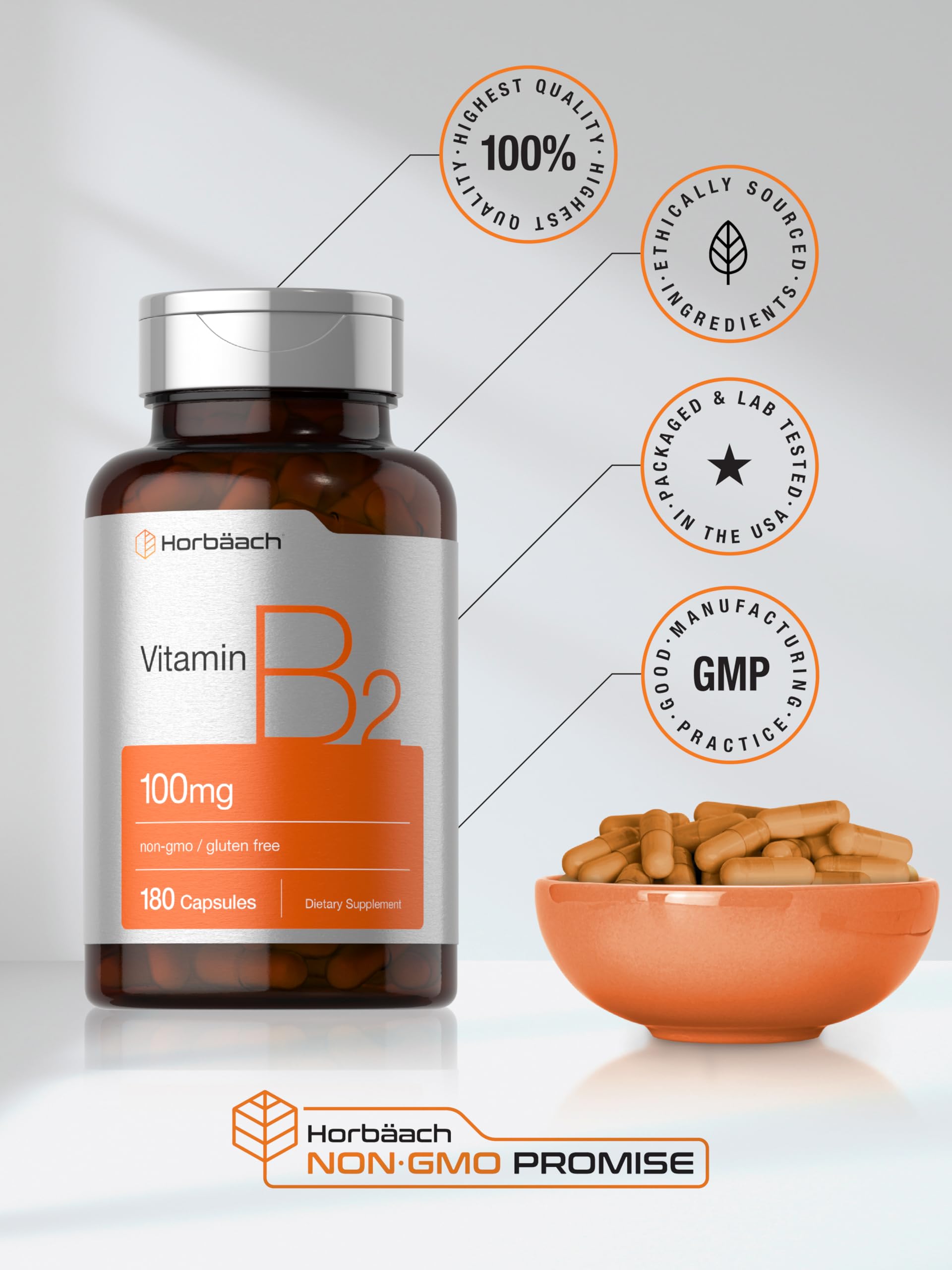 Horbäach Vitamin B2 rapid release capsules for cellular energy