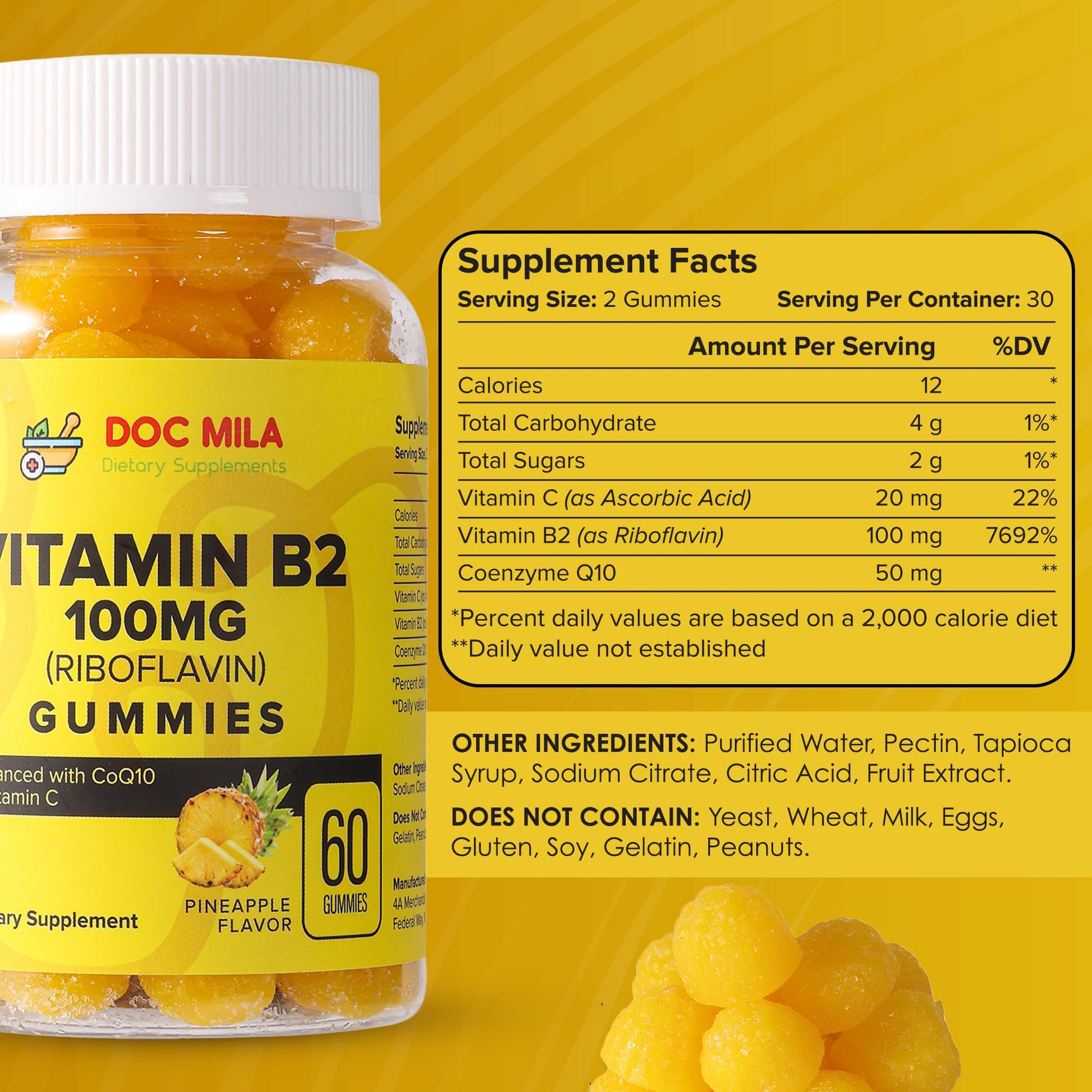 Doc Mila pineapple flavor Riboflavin supplement for kids and adults