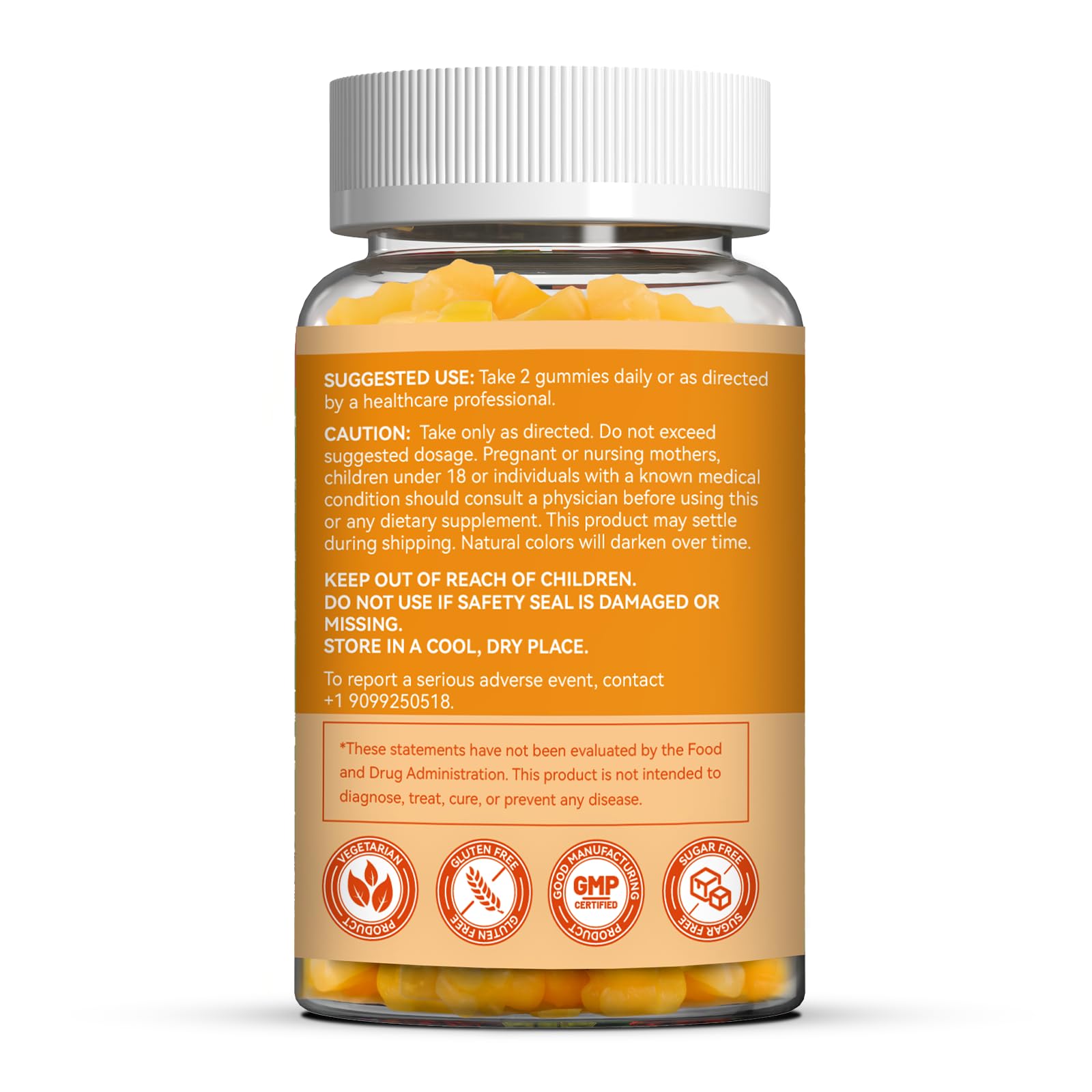 Top angle view of SmildeHeal Vitamin B2 60 count container showing safety seal and imported packaging details