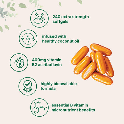 Extra strength non-GMO gluten-free Vitamin B2 dietary supplement supplement facts side view