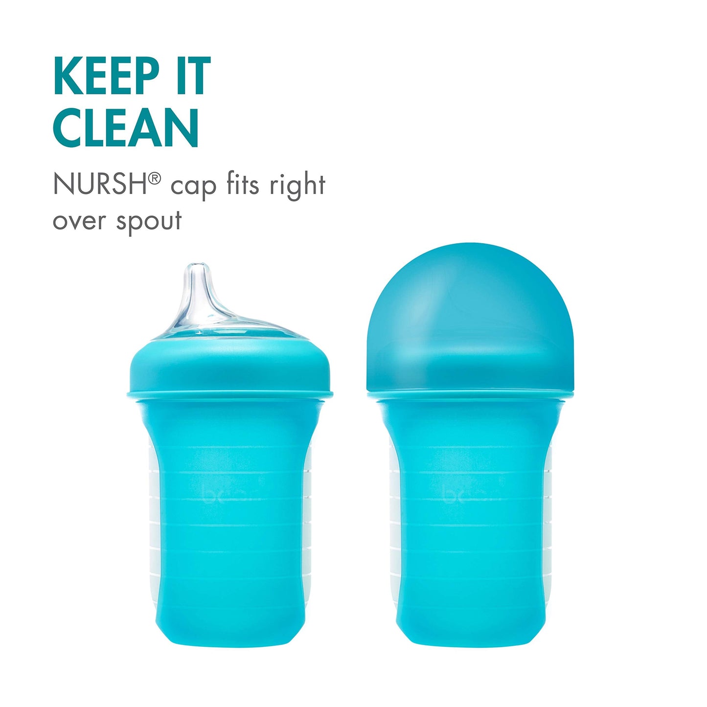 Soft flexible silicone top being squeezed to highlight the teeth and gum protection features