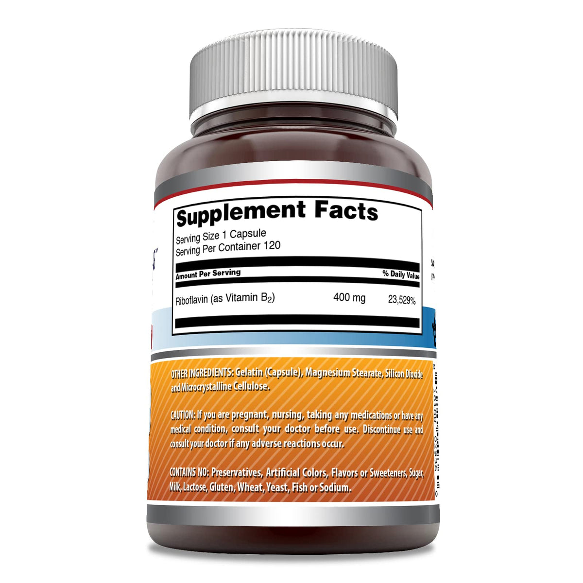 Amazing Nutrition Vitamin B2 supplement showing supplement facts and ingredient label