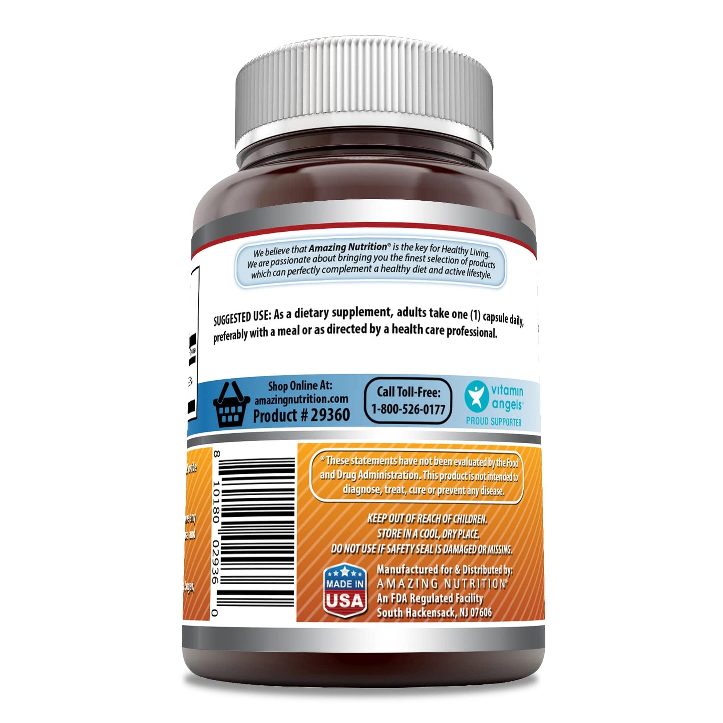 Amazing Formulas Riboflavin 400 milligrams dietary capsules packaging side panels