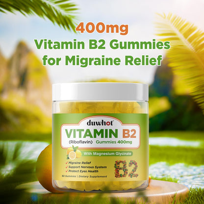 Vegan and gluten free Vitamin B2 dietary supplement for headache prevention.