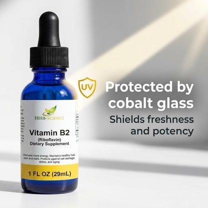 Herb-Science sublingual liquid B2 drops for hair skin and nail health support