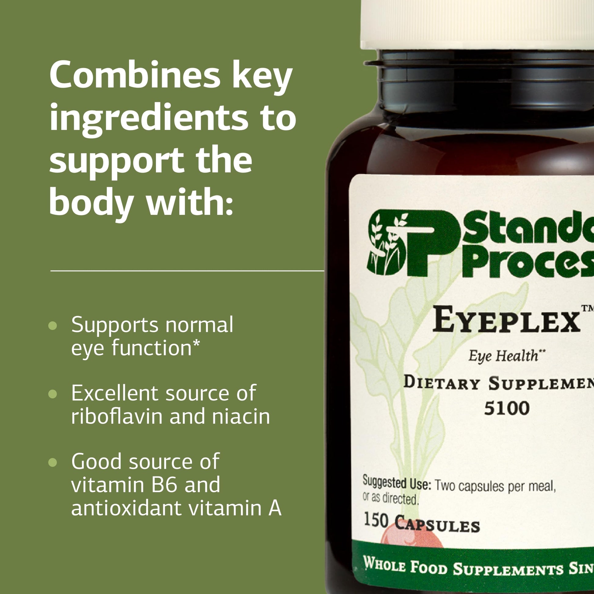 Standard Process Eyeplex 150 Capsules label view showing product code 5100