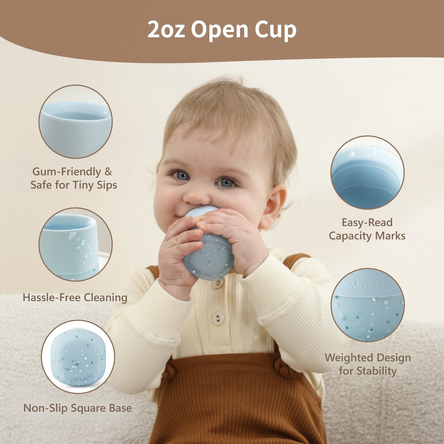 Moonkie infant sippy cup 2 pack mint silicone