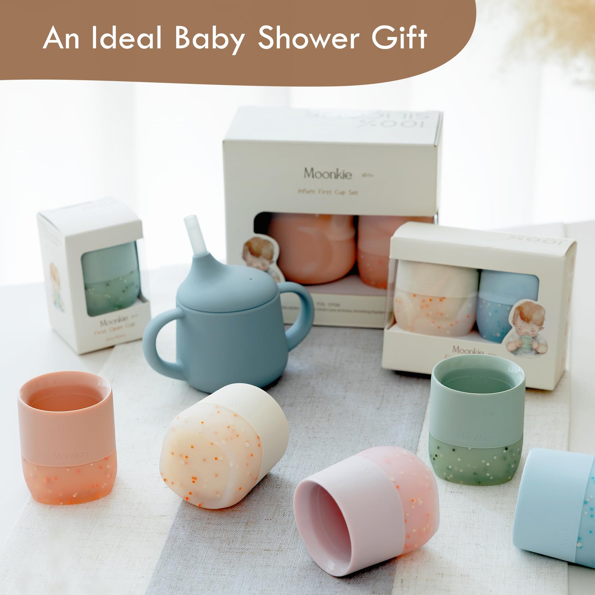 Moonkie mint silicone cups for baby weaning