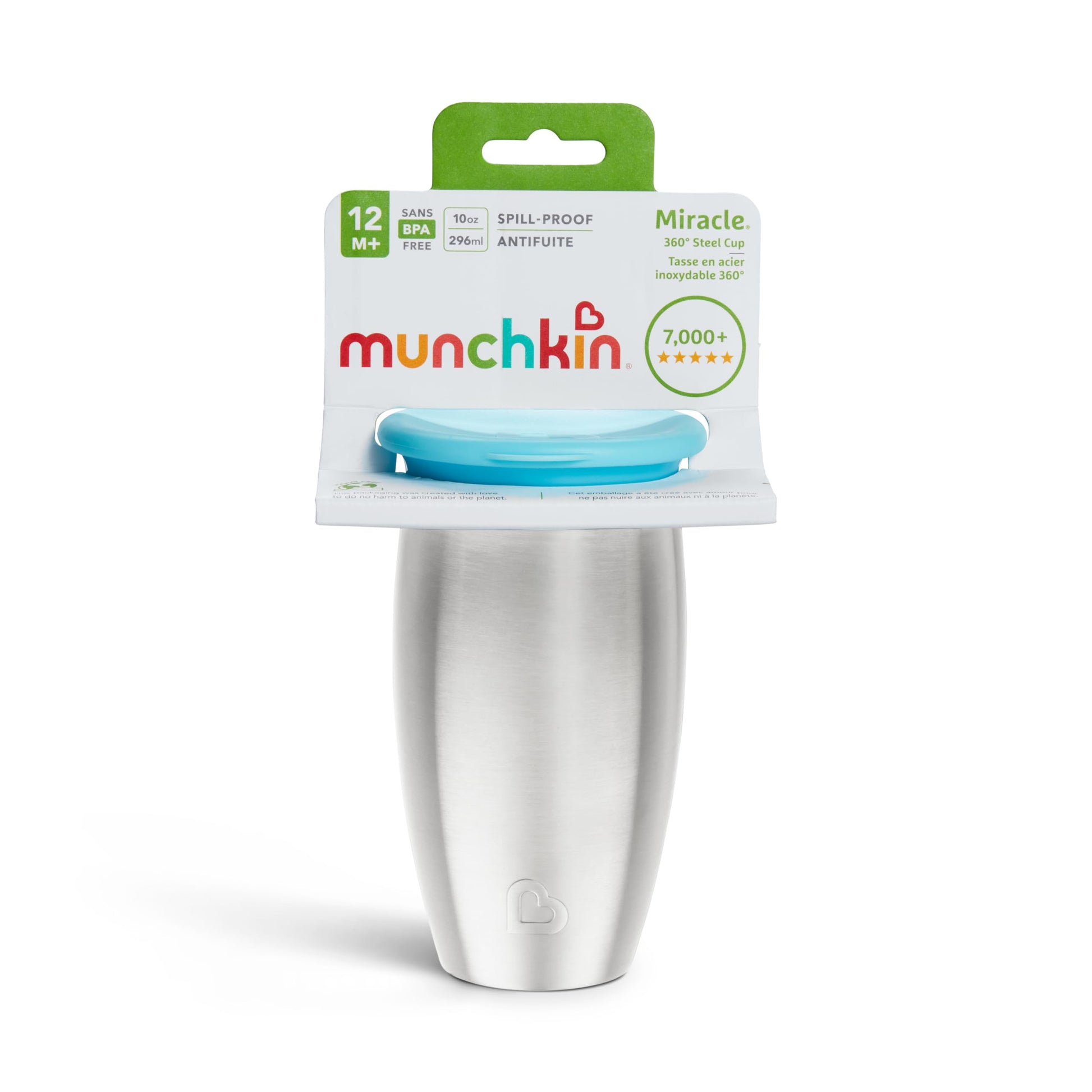 Easy to clean dishwasher safe parts of the Munchkin stainless steel sippy cup disassembled.