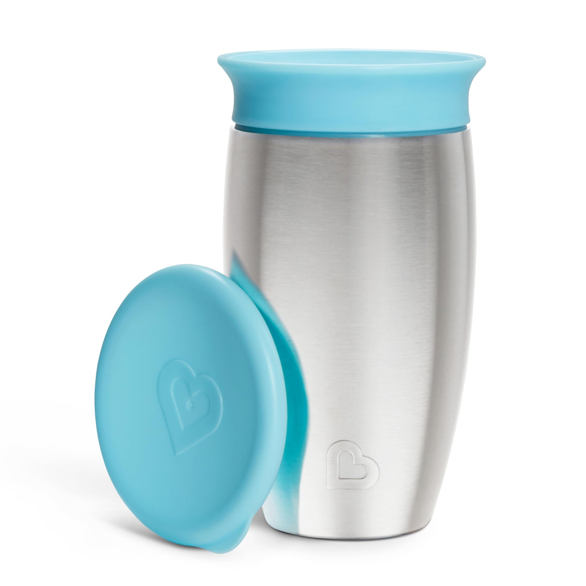 BPA-free authentic Munchkin Miracle 360 insulated toddler cup in vibrant blue color.
