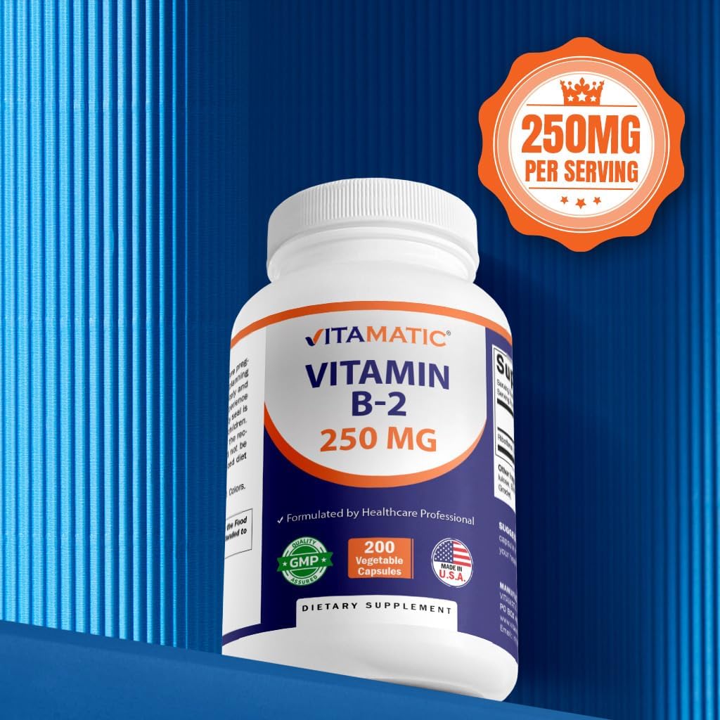Gluten free and non GMO Vitamatic Vitamin B2 supplement overview