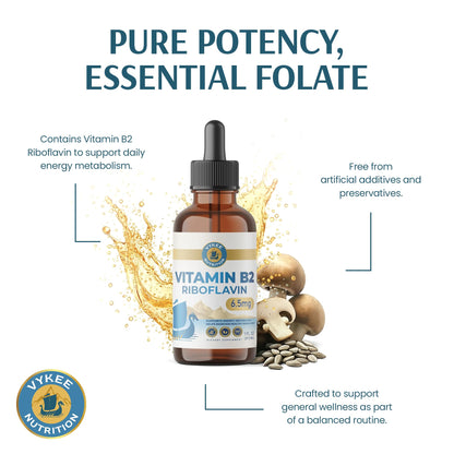 Gluten free plant derived Vitamin B2 drops for energy production.