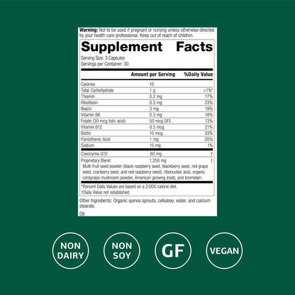 Standard Process Cellular Vitality dietary supplement bottle displaying ingredient list and nutritional facts label.