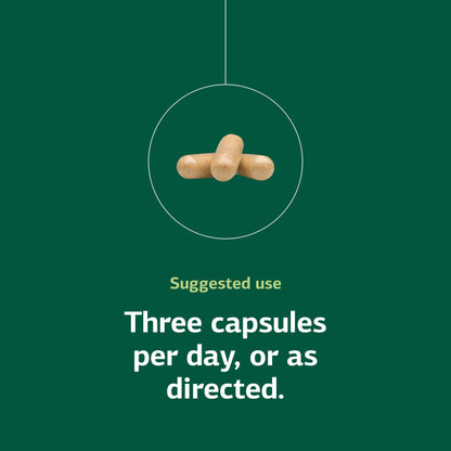 Close up view of the capsule count information and manufacturer details on the Standard Process B Vitality label.