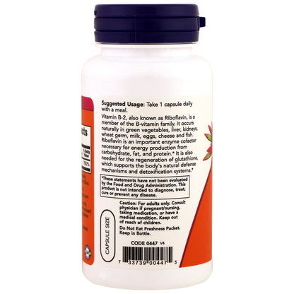 Authentic USA imported NOW Foods Vitamin B2 100 mg three pack bundle showing capsule count and clean formula details