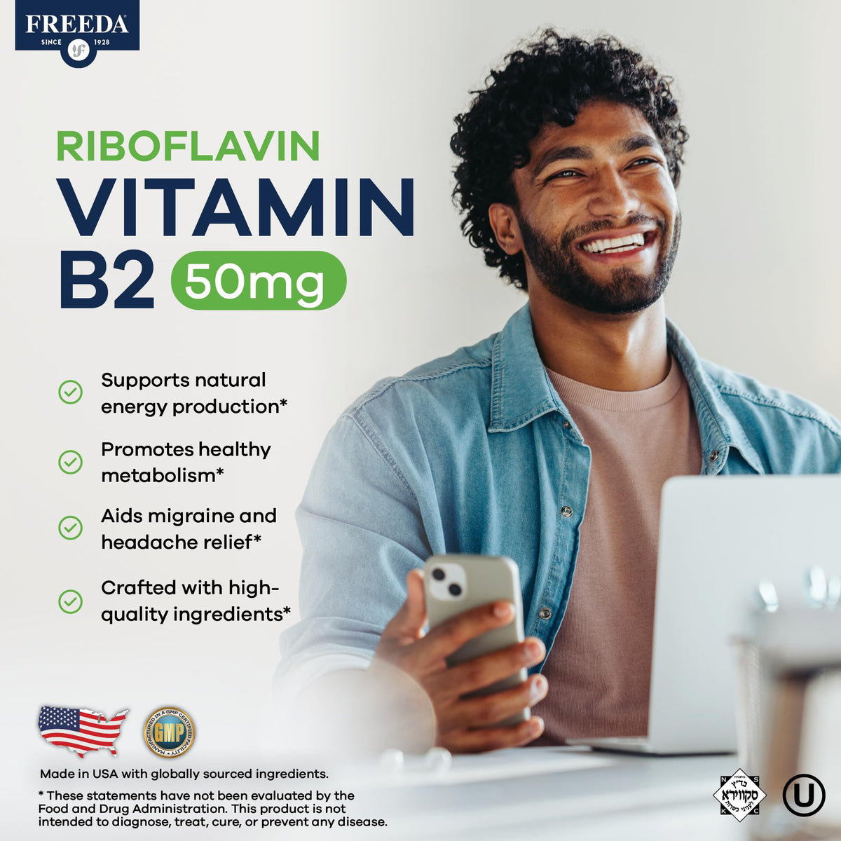 Freeda Riboflavin 50mg tablets nutritional facts and ingredient label
