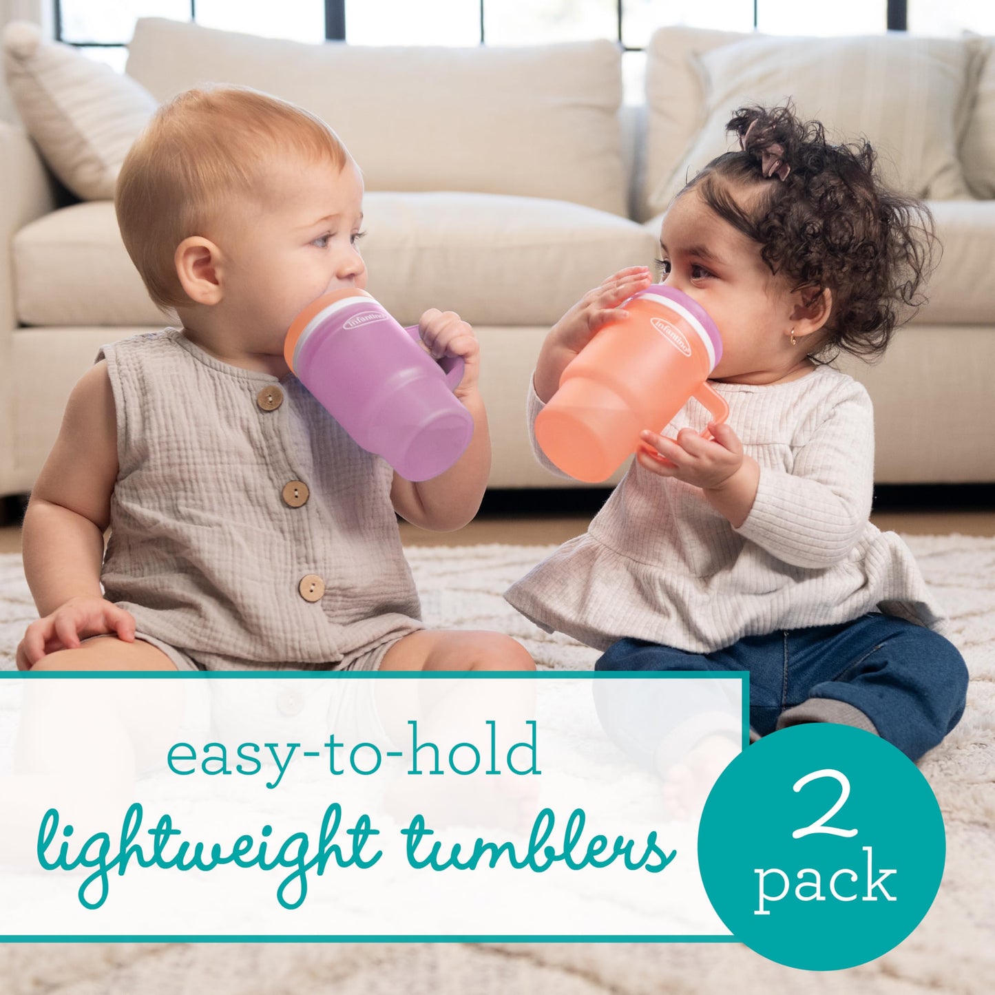 Infantino toddler training cup with easy-grip handle detail