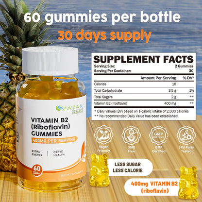 Supplement facts label on the bottle of riboflavin 400 mg chewables.