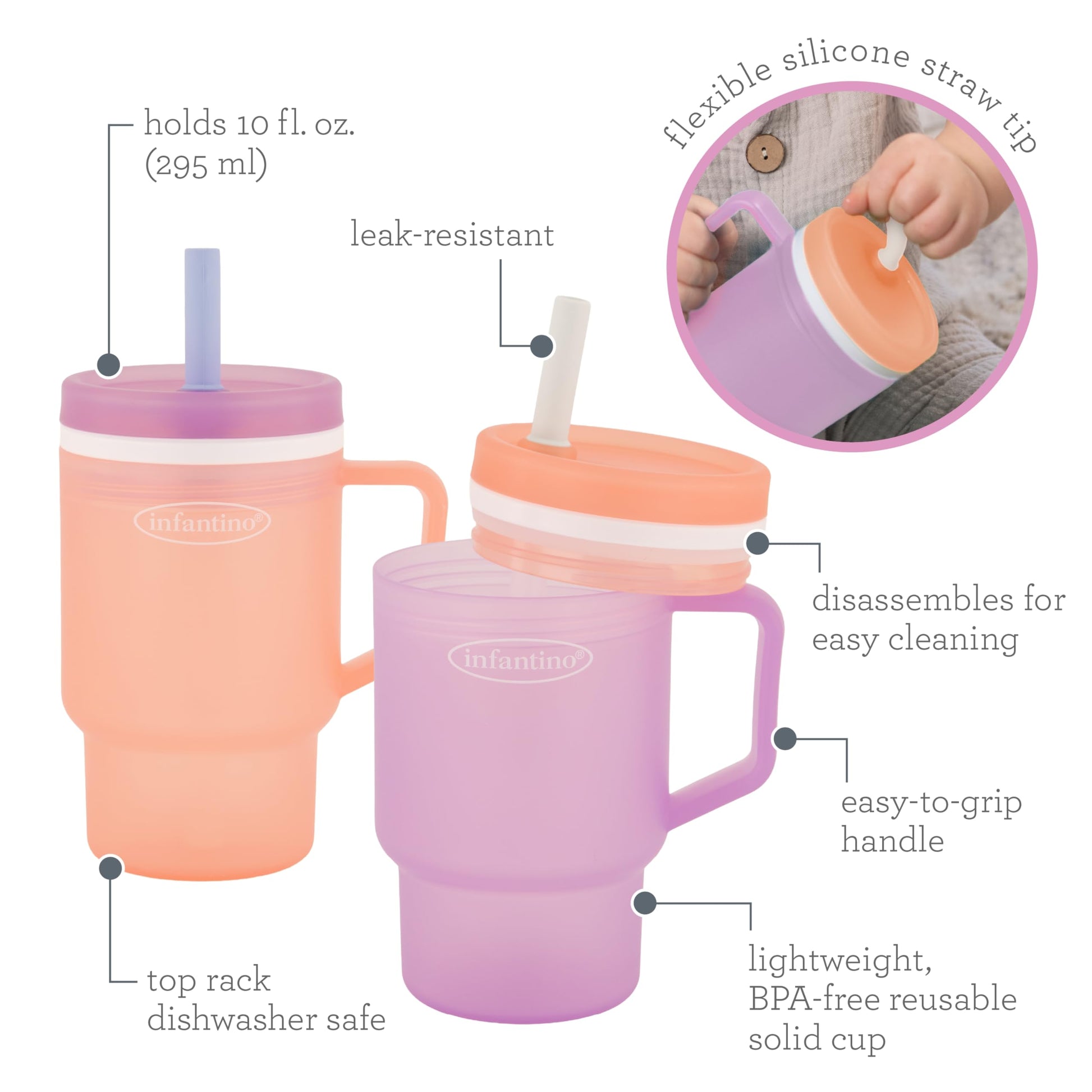 Top view of Infantino 10 Fluid Ounce transition cup lid