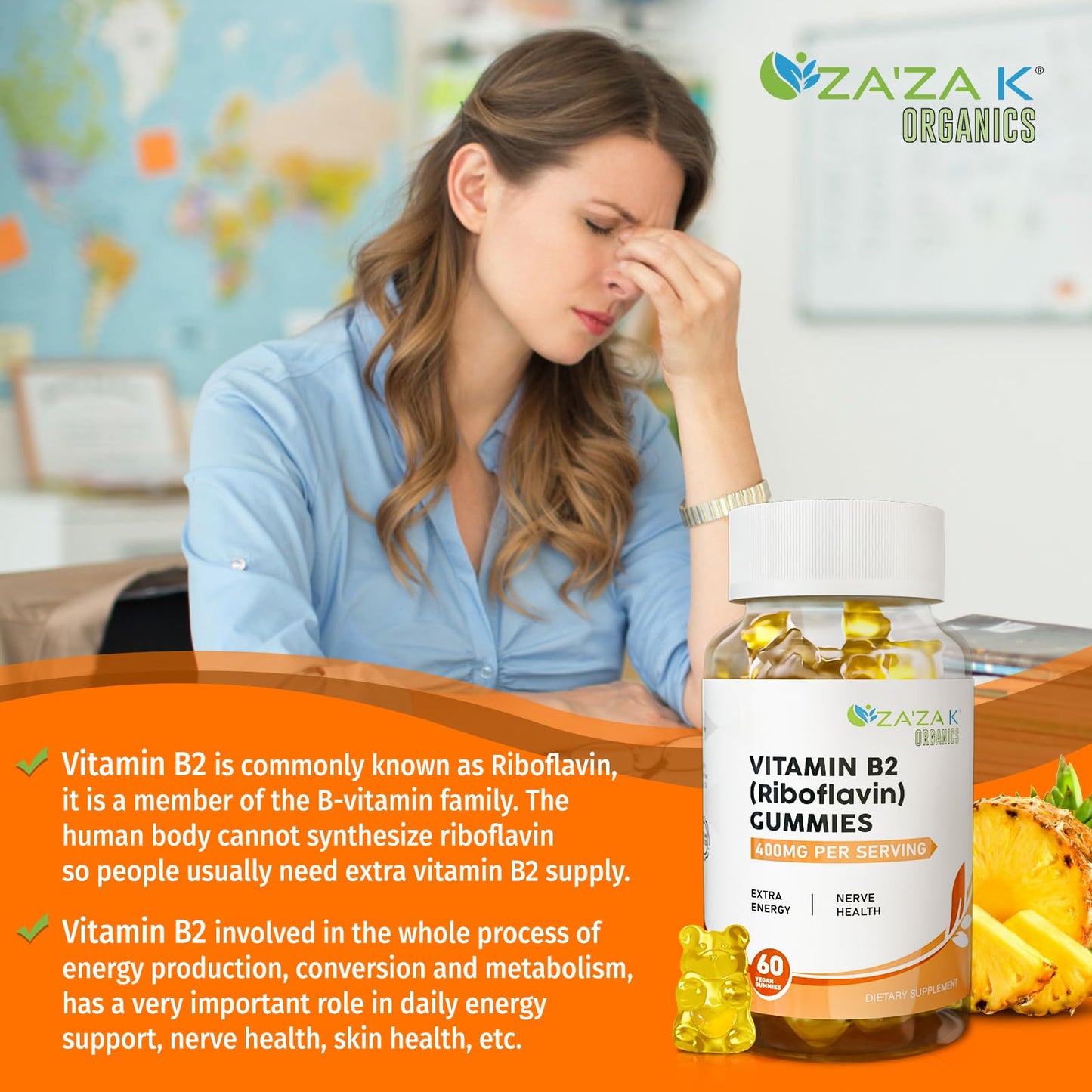 Vitamin B2 400 mg dietary supplement bottle for family energy levels.