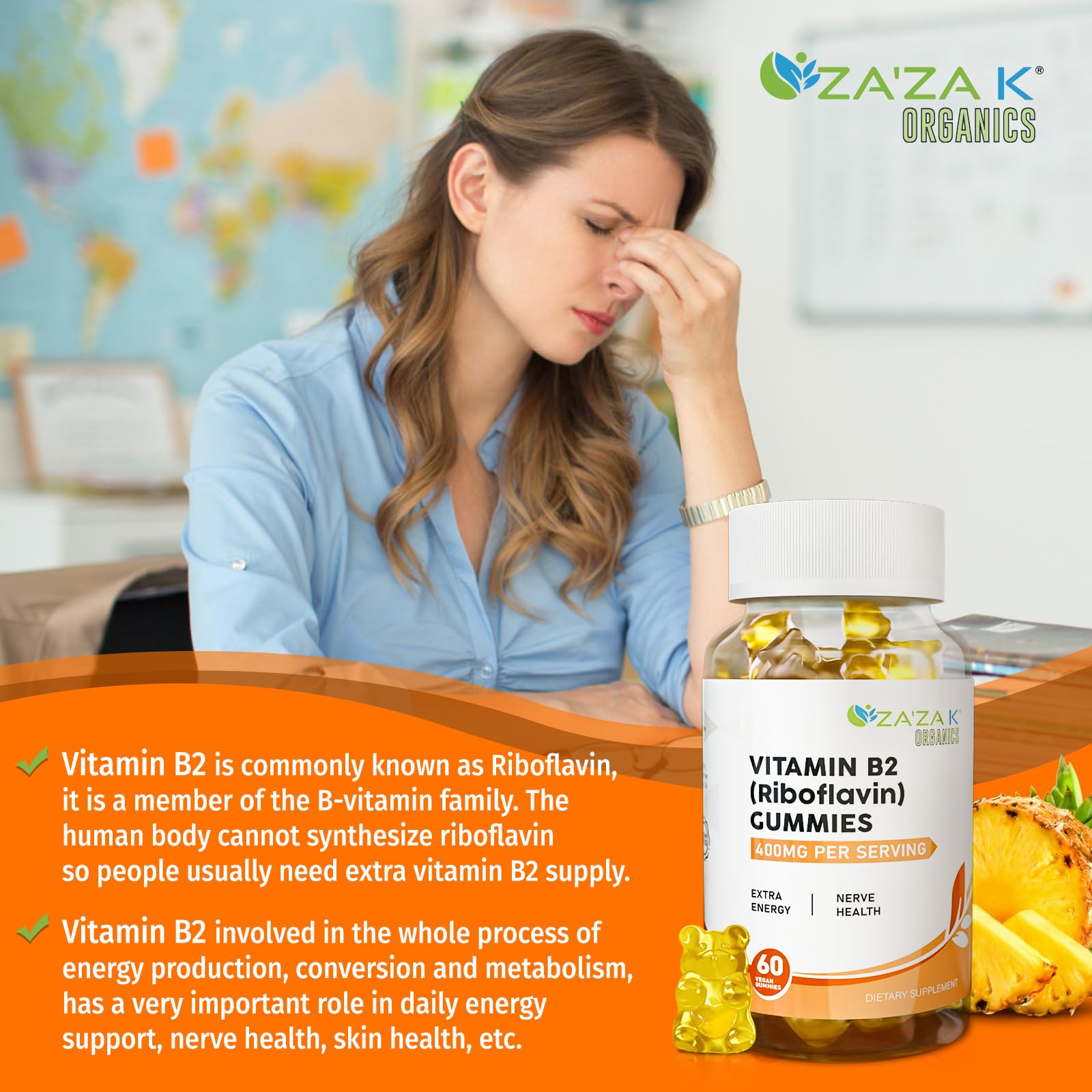 Vitamin B2 400 mg dietary supplement bottle for family energy levels.