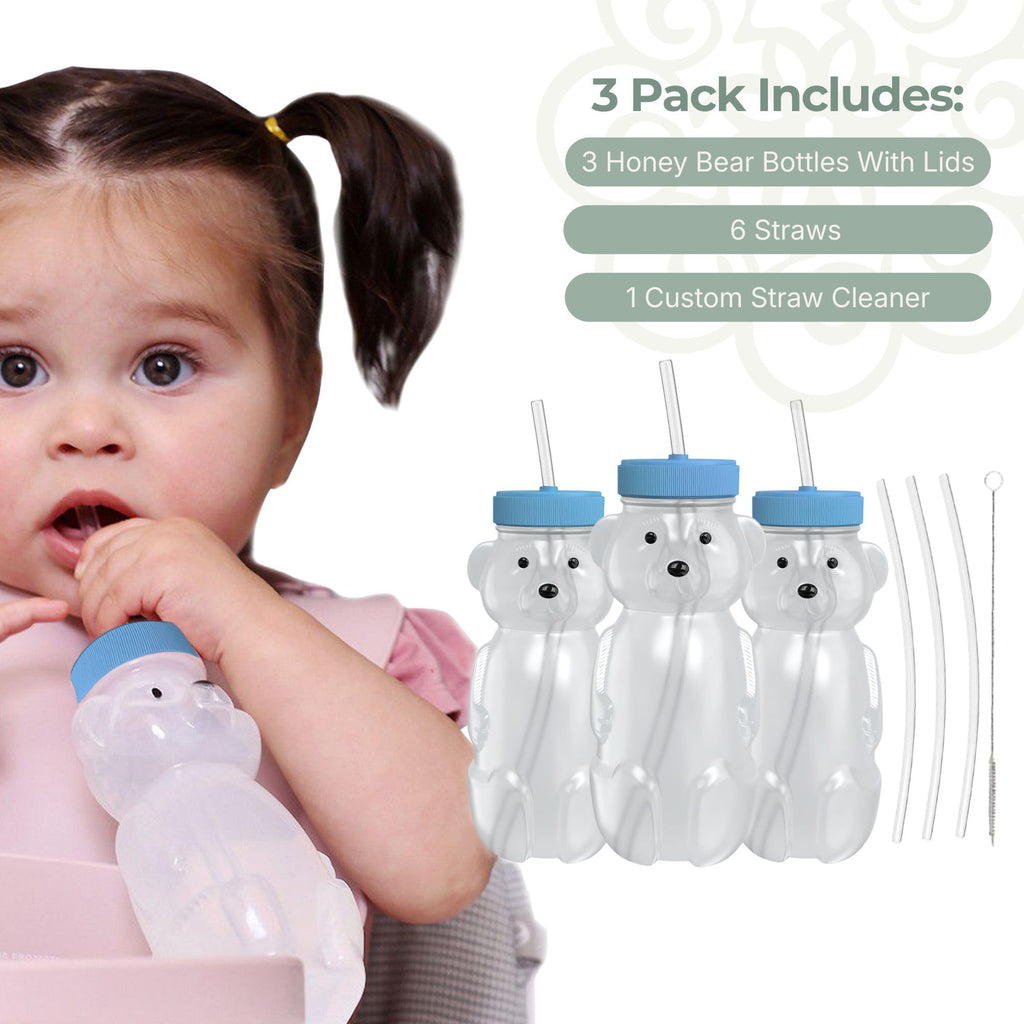 Three pack of imported speech pathologist recommended bear cups for toddlers on Rudra Retails