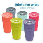 Close up view of the sip and see clear silicone valve on the Dr. Brown's Cheers 360 cup.