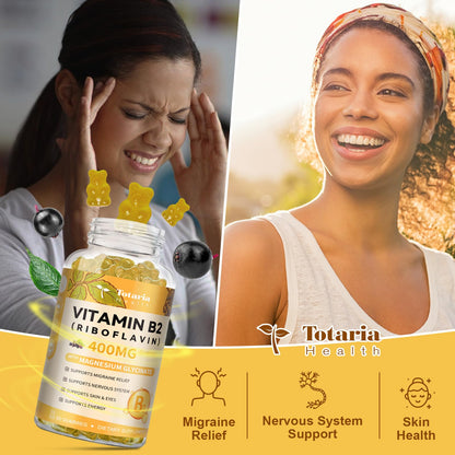 Totaria non GMO gelatin free vitamin B2 60 count bottle layout