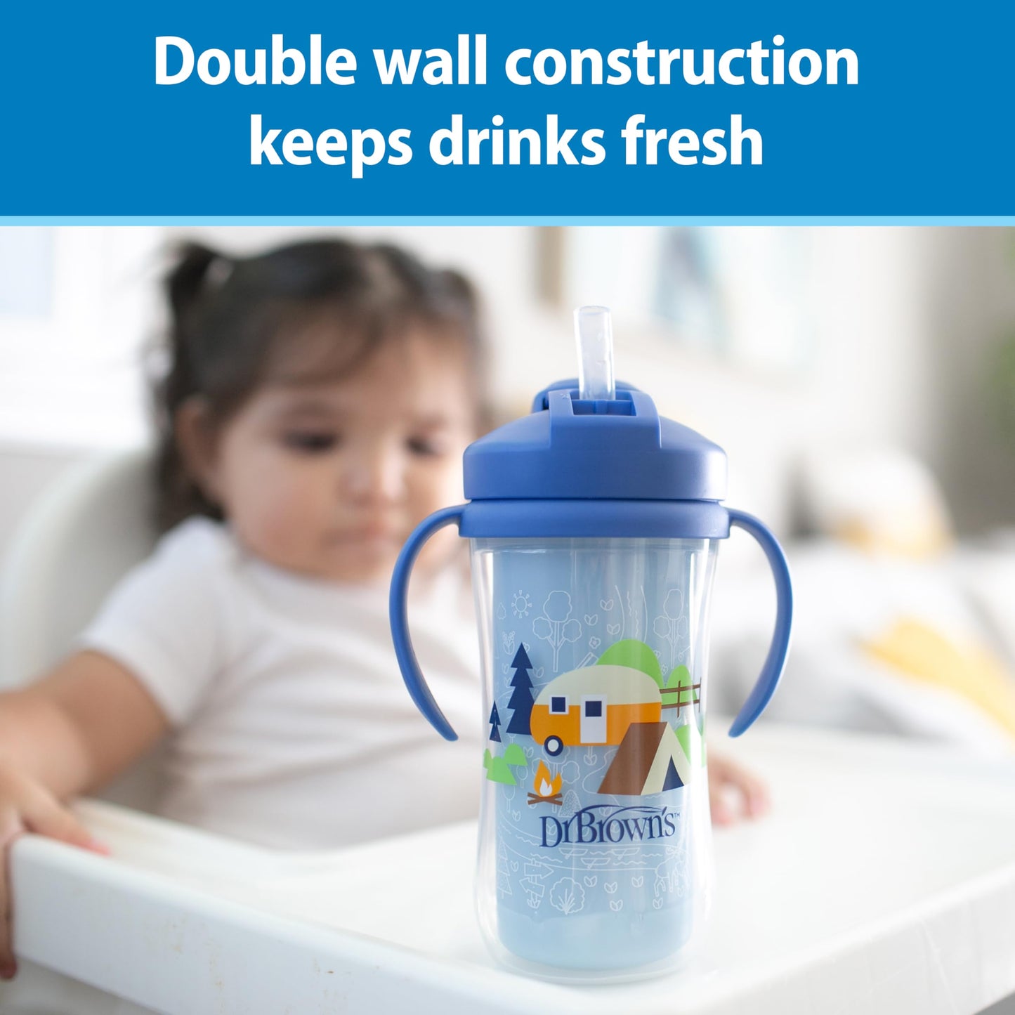 Dr. Brown's sippy cup showing removable handle design