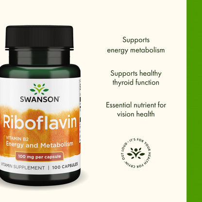Imported Swanson Vitamin B2 metabolism support capsules