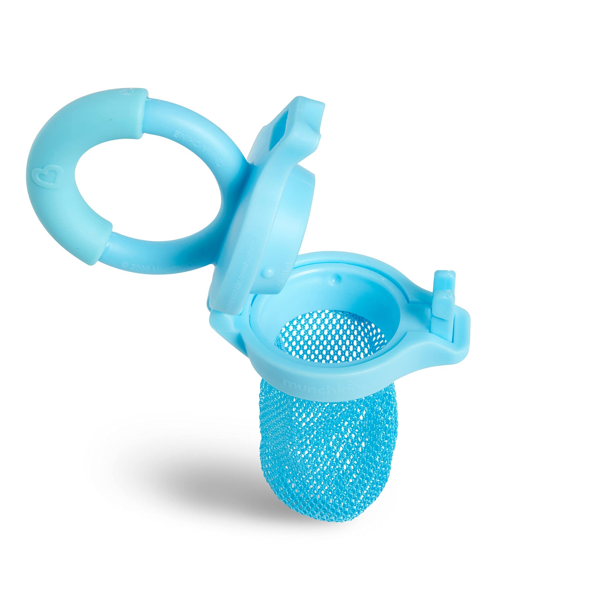 Munchkin fresh food mesh feeder pack of two showing the child resistant locking mechanism