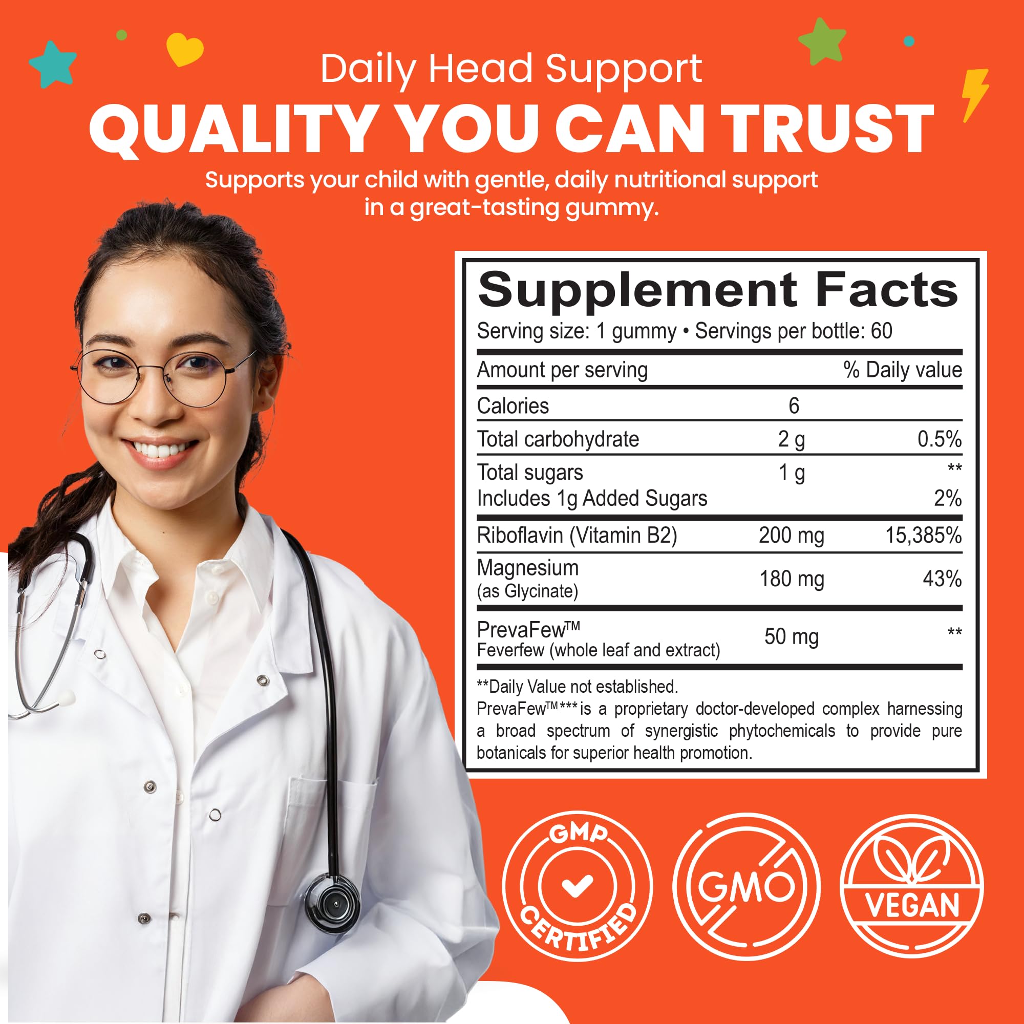 Veralinda Naturals Triple Protocol Formula Vitamin B2 and Magnesium strawberry gummies label facts