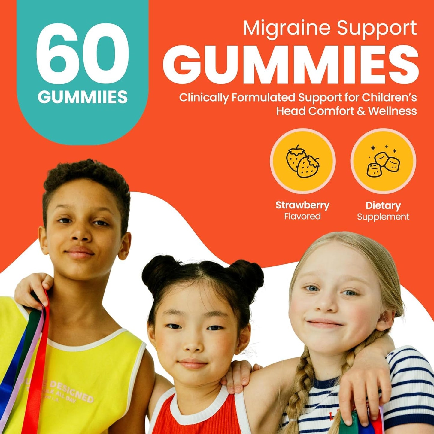 Veralinda Kids Migraine Support dietary supplement bottle showcasing USA imported seal