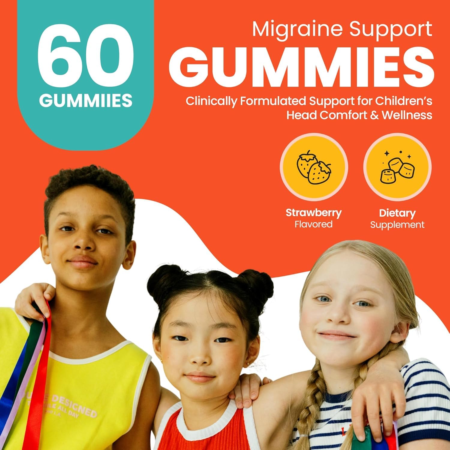 Veralinda Kids Migraine Support dietary supplement bottle showcasing USA imported seal