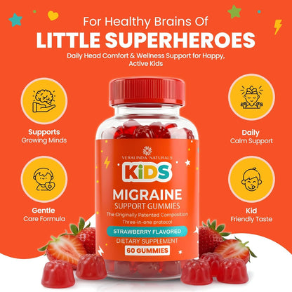 Veralinda Naturals chewable brain health gummies close up view for kids head comfort