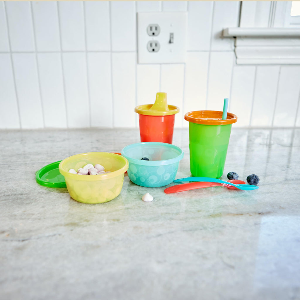 BPA-free durable plastic transition cups for toddlers aged nine months and older